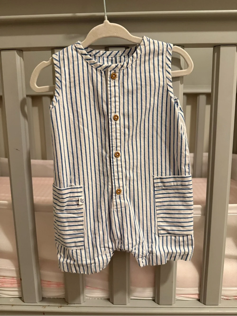 Blue & White Striped Baby Romper